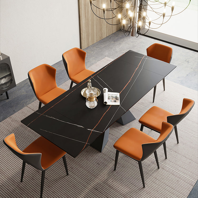Mesa de comedor de lujo tradicional rectángulo Mesa de piedra sinterizada con doble pedestal