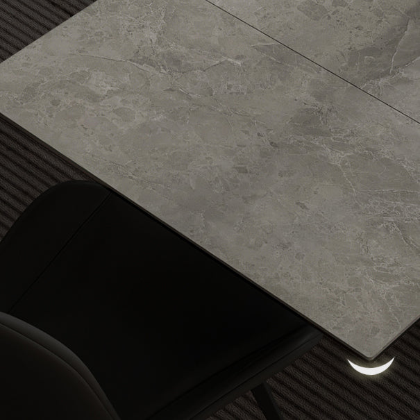 Mesa de comedor de lujo tradicional rectángulo Mesa de piedra sinterizada con doble pedestal