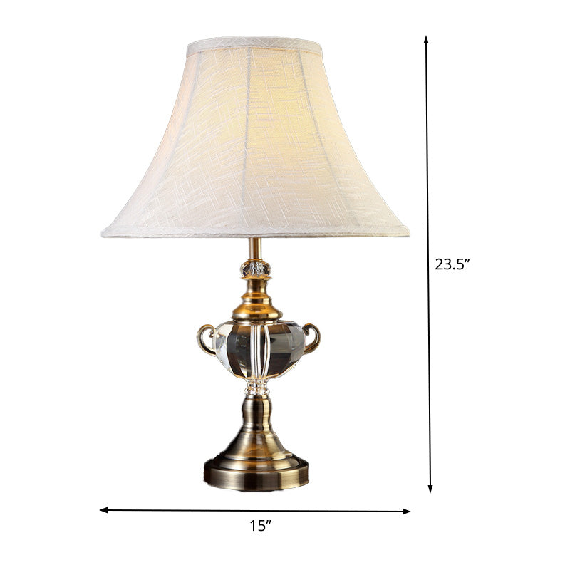 1 Lampe de chevegade de la tête de chambre à coucher moderne avec une teinte en tissu de cloche