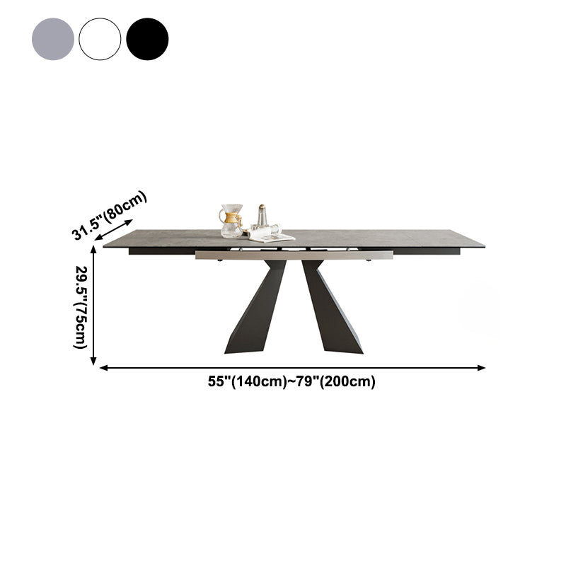 Mesa de comedor de lujo tradicional rectángulo Mesa de piedra sinterizada con doble pedestal