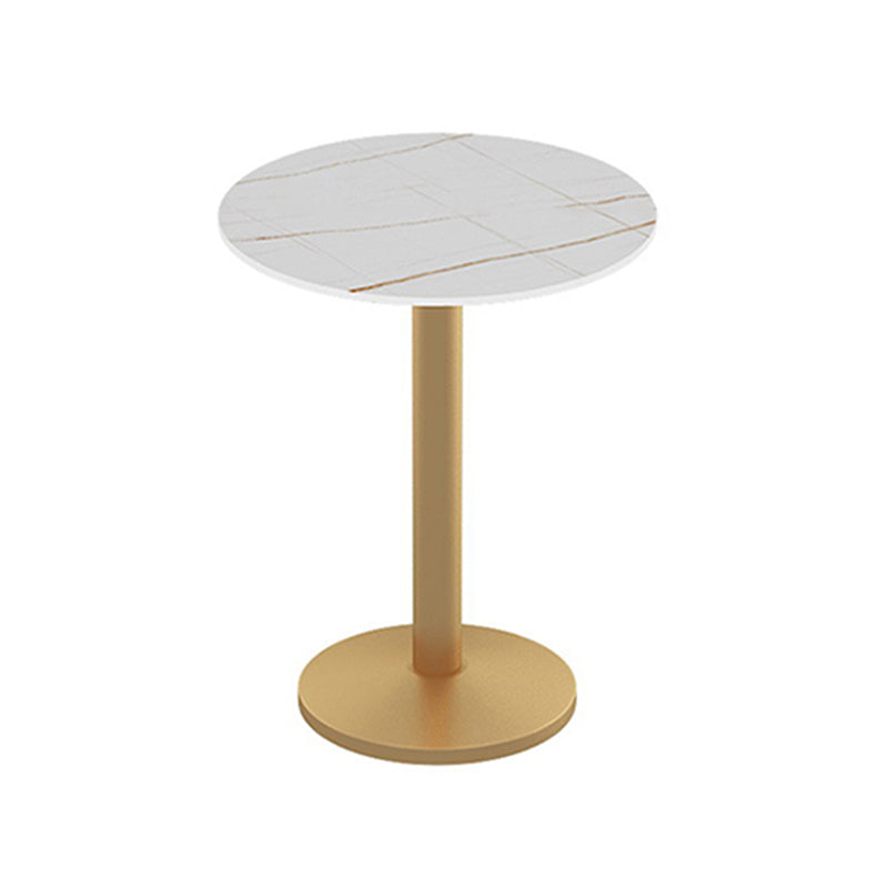 Traditional Luxury Dining Table White Sintered Stone Table with Metal Base