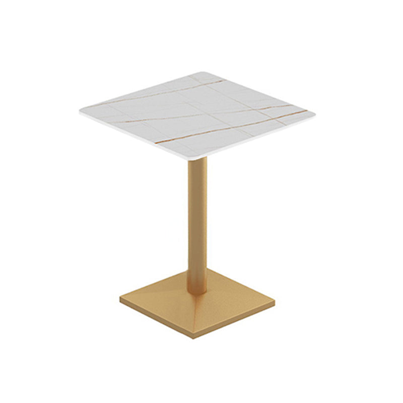Traditional Luxury Dining Table White Sintered Stone Table with Metal Base