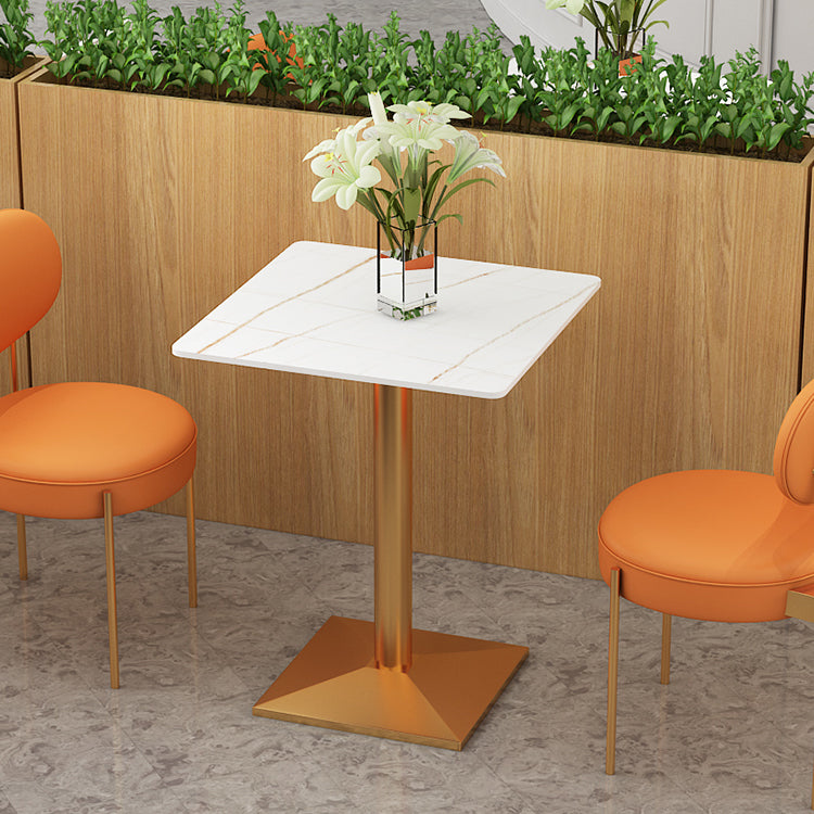 Traditional Luxury Dining Table White Sintered Stone Table with Metal Base