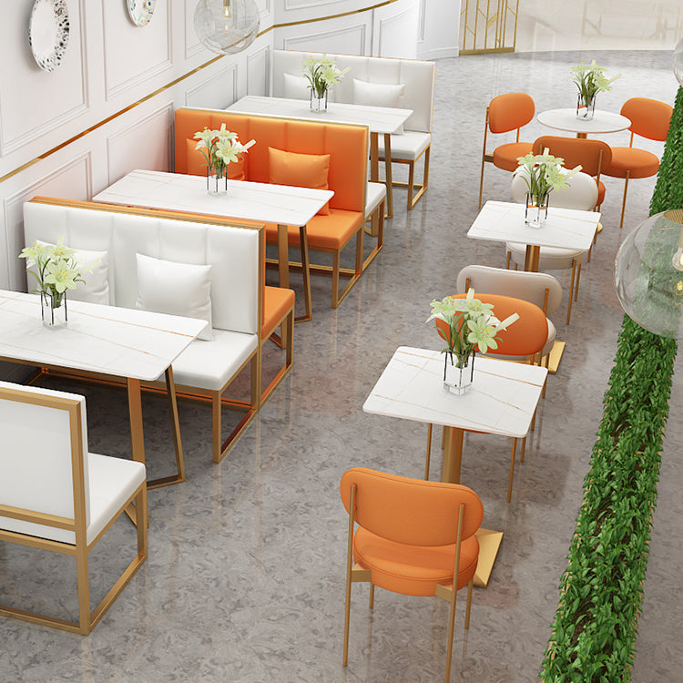 Traditional Luxury Dining Table White Sintered Stone Table with Metal Base
