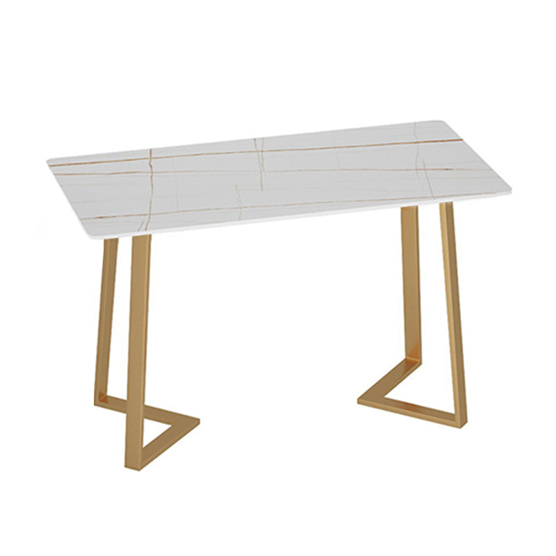Traditional Luxury Dining Table White Sintered Stone Table with Metal Base