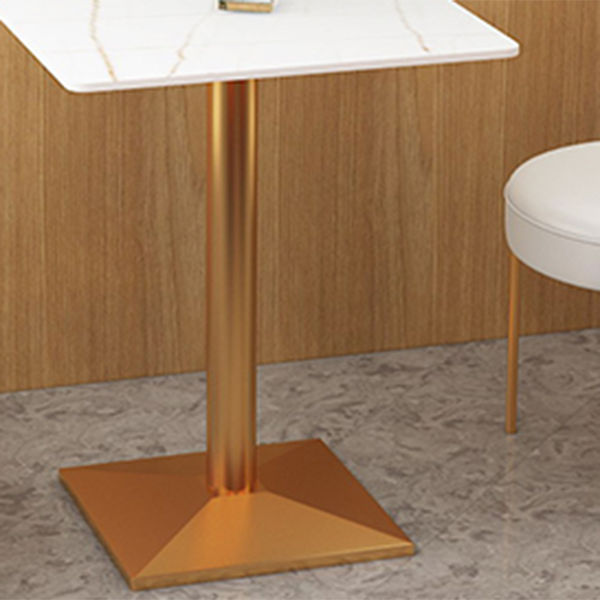 Traditional Luxury Dining Table White Sintered Stone Table with Metal Base