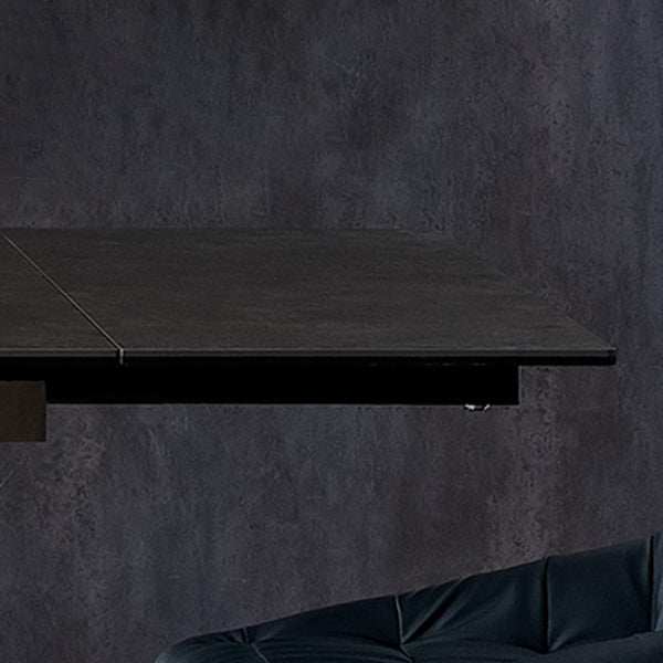 Rectangle Traditional Luxury Dining Table Grey Sintered Stone Table with Double Pedestal