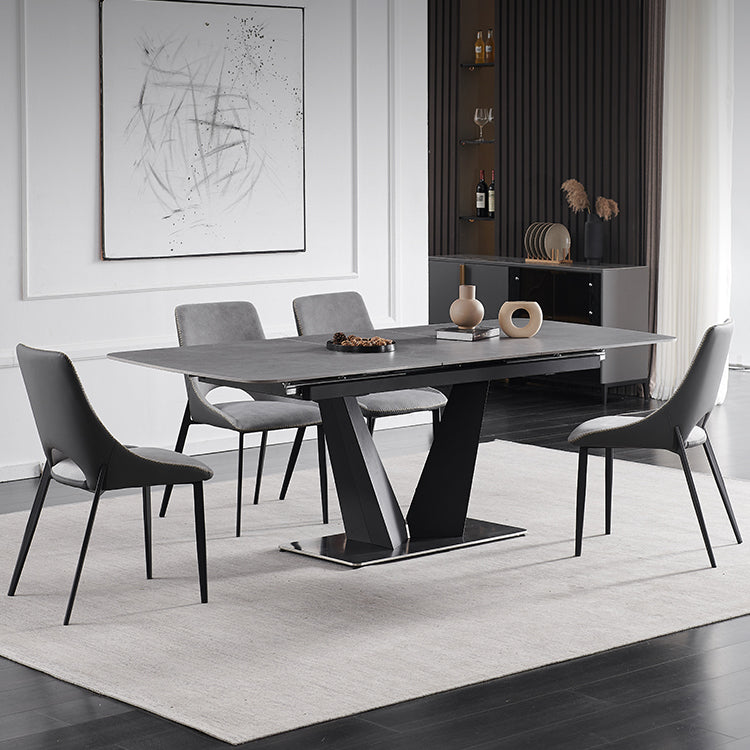 Contemporary Pedestal Dinner Table Stone Dining Table Rectangle for Home