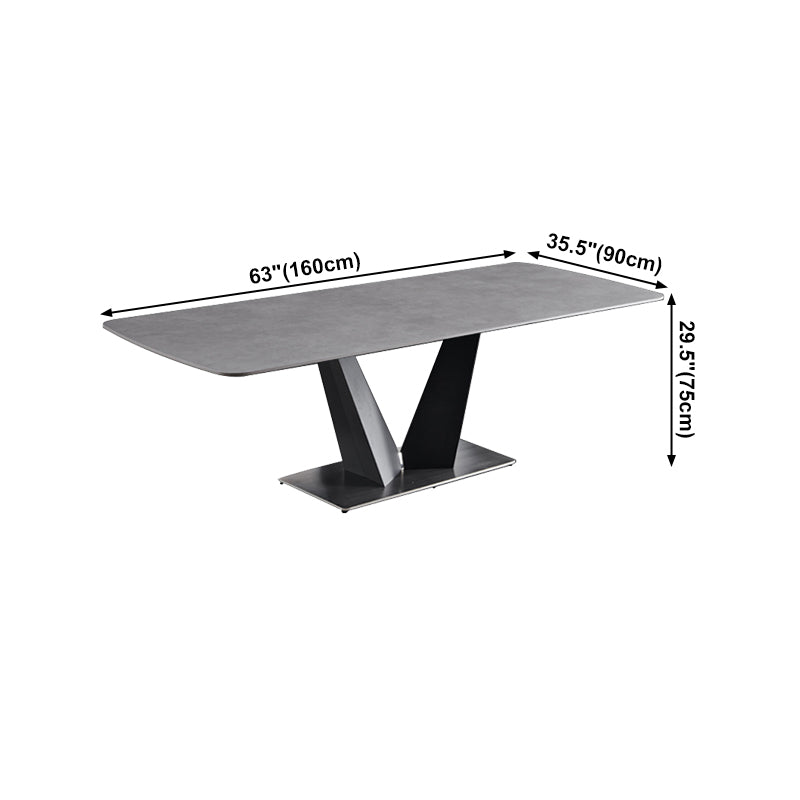 Contemporary Pedestal Dinner Table Stone Dining Table Rectangle for Home