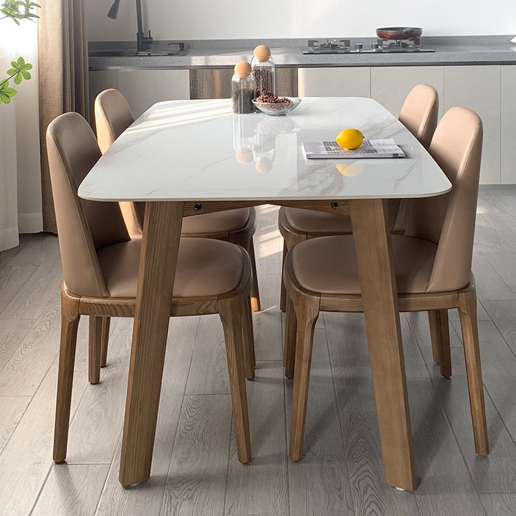 Rectangle 4 Legs Minimalist Table Three-Color Fixed Table of Sintered Stone