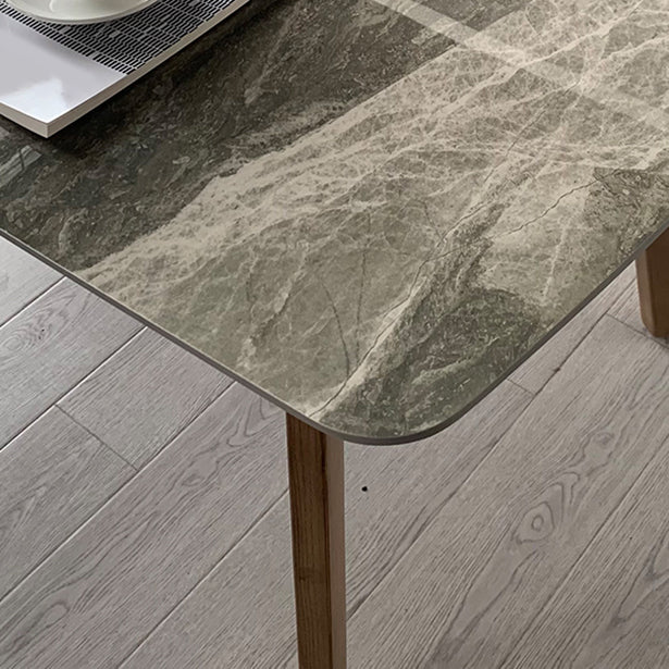 Rectangle 4 Legs Minimalist Table Three-Color Fixed Table of Sintered Stone