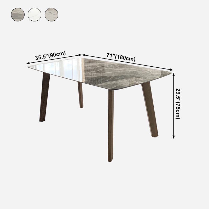 Rectangle 4 Legs Minimalist Table Three-Color Fixed Table of Sintered Stone