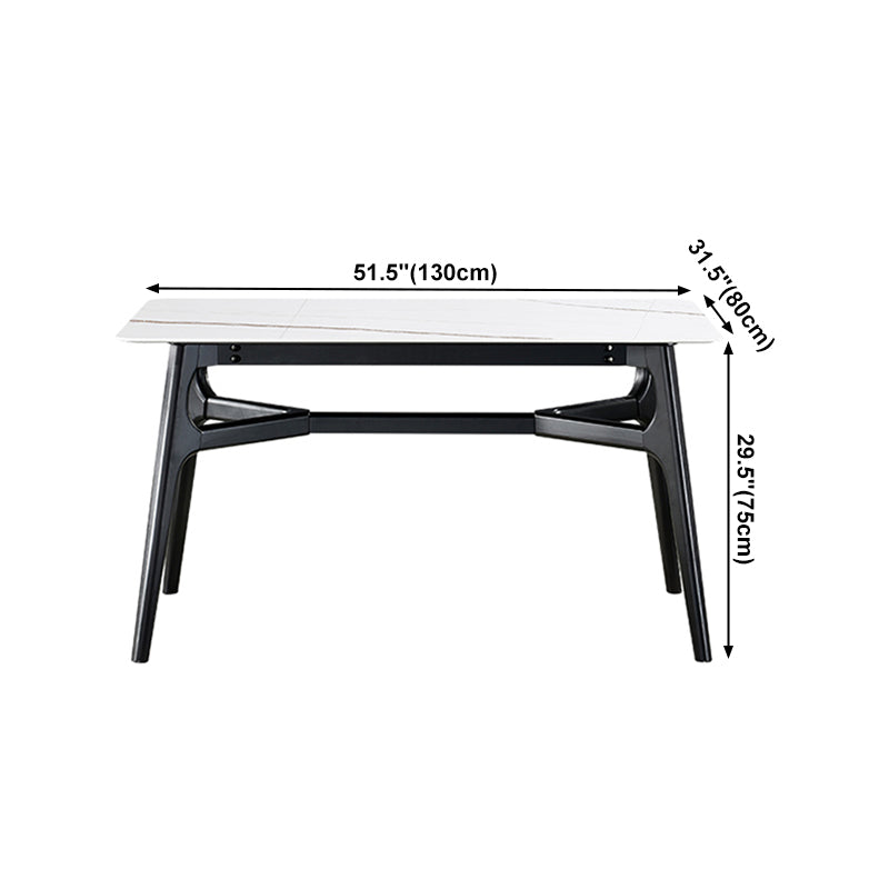 Sintered Stone White Dining Table Minimalist Trestle Base Table for Dining Room