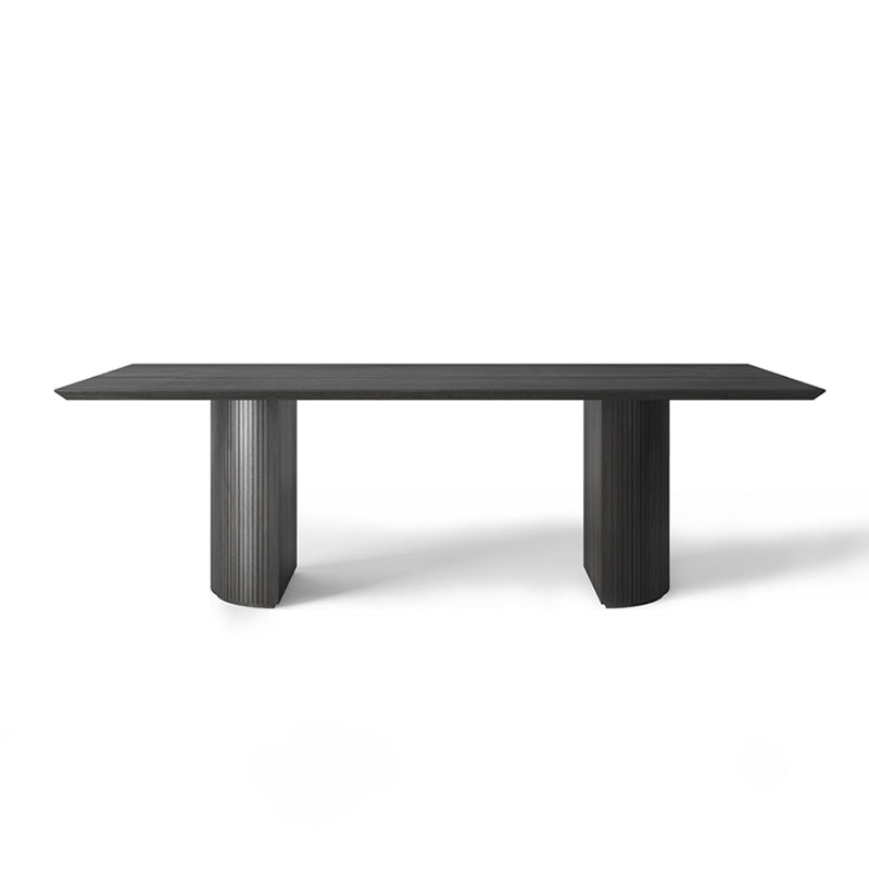 Solid Wood Black Tone Table Simplicity Double Pedestal Table for Dining Room