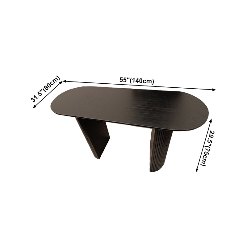 Solid Wood Black Tone Table Simplicity Double Pedestal Table for Dining Room