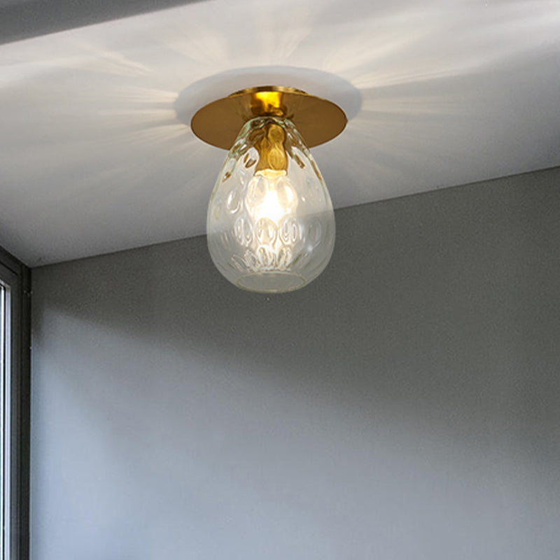 Lampe encastrée en verre à fossettes en forme de poire, style nordique, 1 lumière transparente, luminaire encastré pour le salon