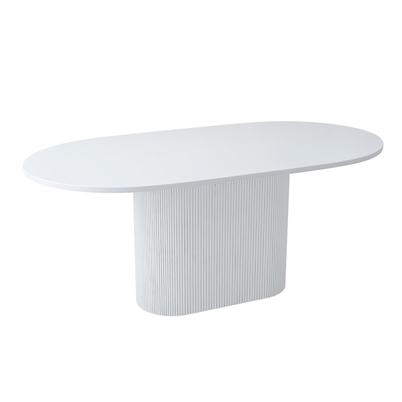 Oval Shape White Tone Table Simplicity Pedestal Table for Dining Room