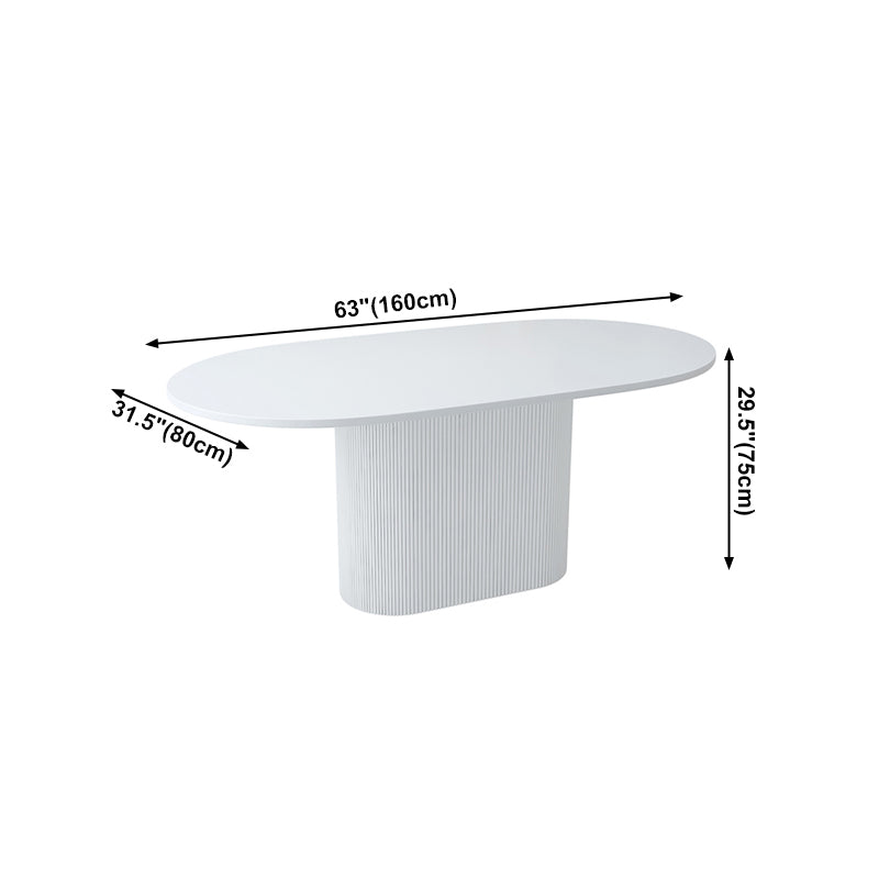 Oval Shape White Tone Table Simplicity Pedestal Table for Dining Room