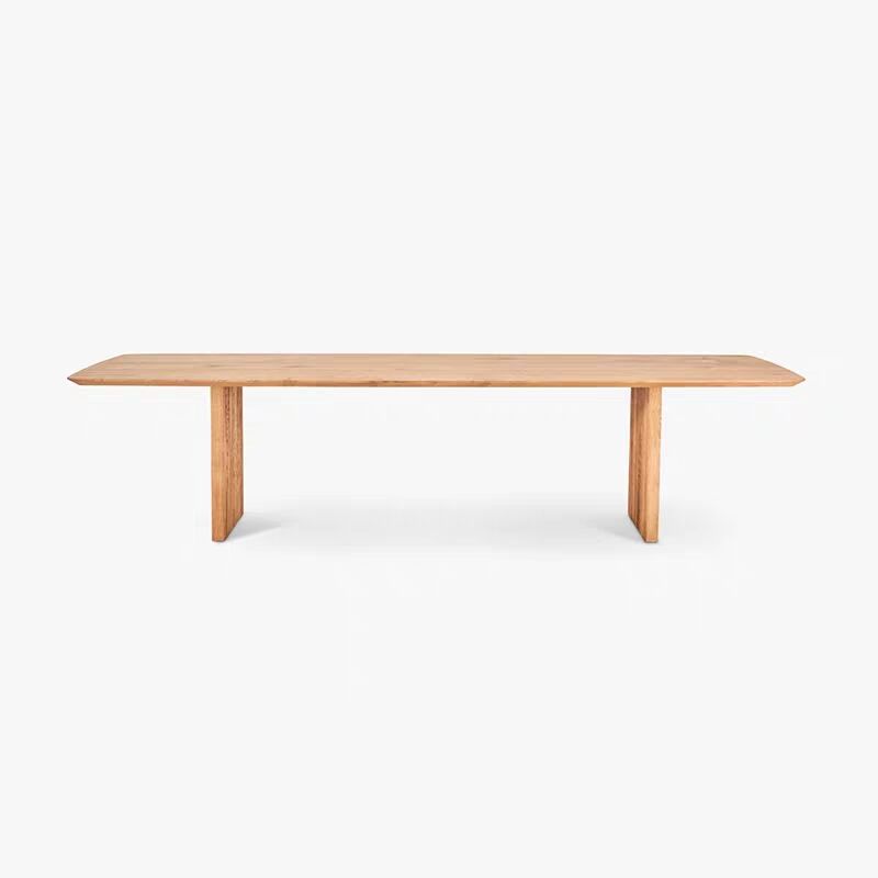 Rechthoekvorm Minimalistische eettafel houten kleur vaste tafel met massief hout