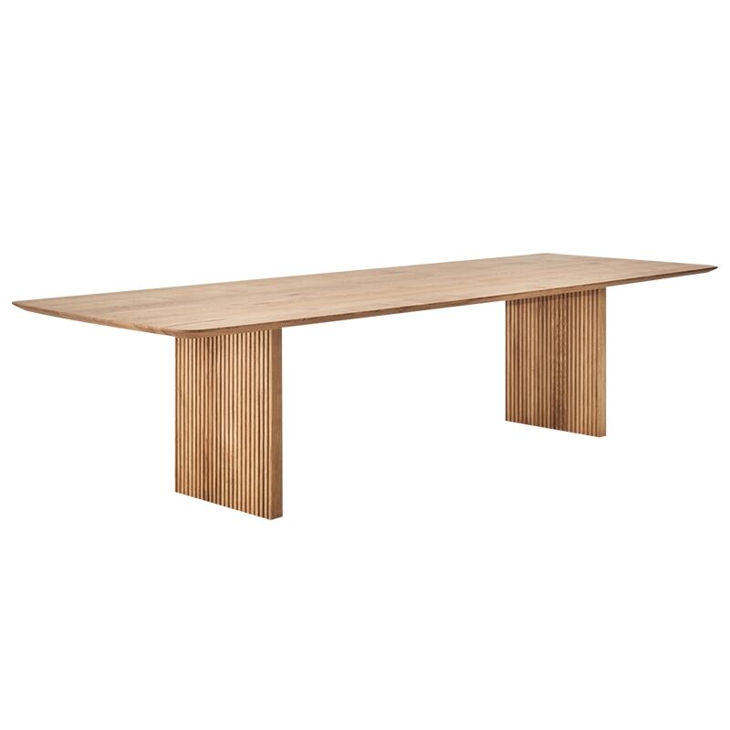 Rechthoekvorm Minimalistische eettafel houten kleur vaste tafel met massief hout