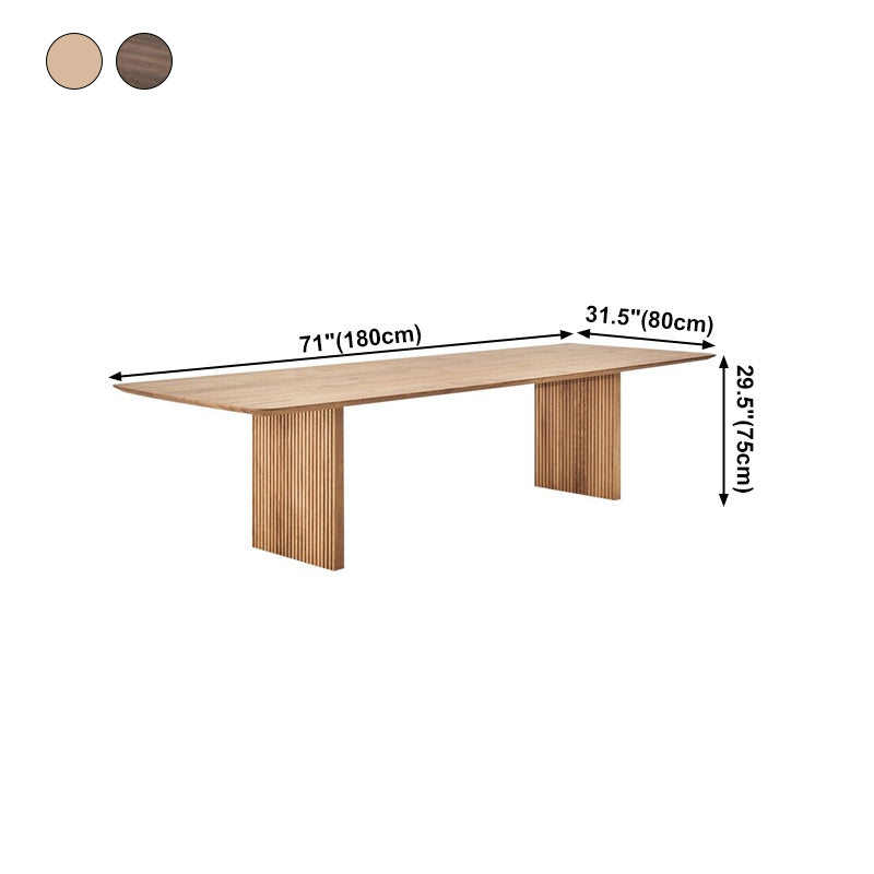 Rechthoekvorm Minimalistische eettafel houten kleur vaste tafel met massief hout