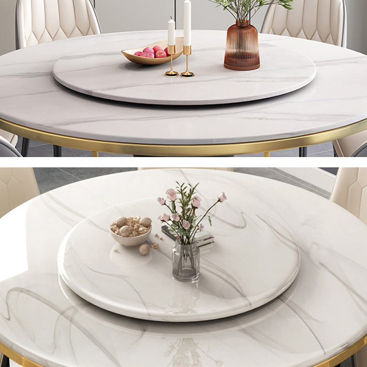 Glam Marble Round Dining Table Standard Kitchen Dining Table with Pedestal Base
