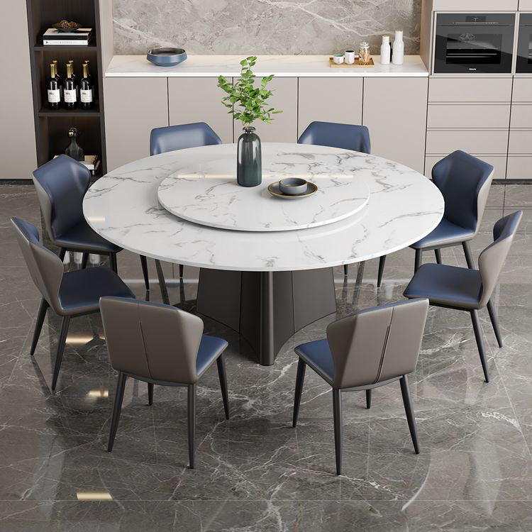 Round Pedestal Home Furniture Simple Style Marble Dining Room Collection with Turntable