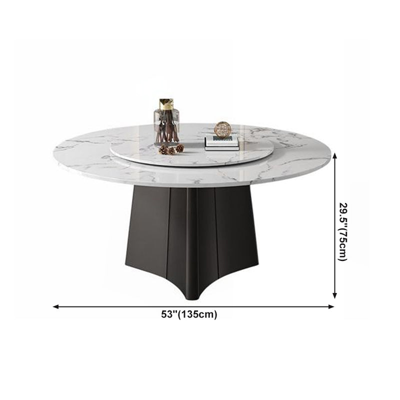 Round Pedestal Home Furniture Simple Style Marble Dining Room Collection with Turntable