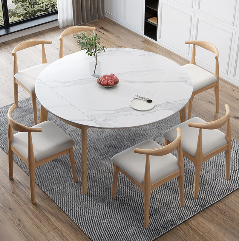 Modern White Round Shape Table Sintered Stone Top Standard Dining Table for Kitchen
