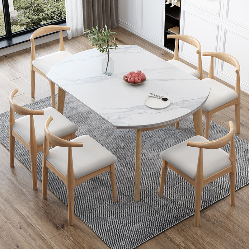 Modern White Round Shape Table Sintered Stone Top Standard Dining Table for Kitchen