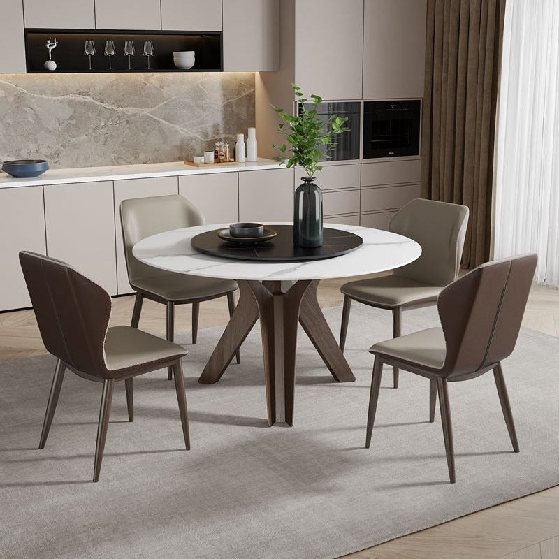 Round Stone Furniture Luxury Style Tripod Base Dining Room Collection with Turntable