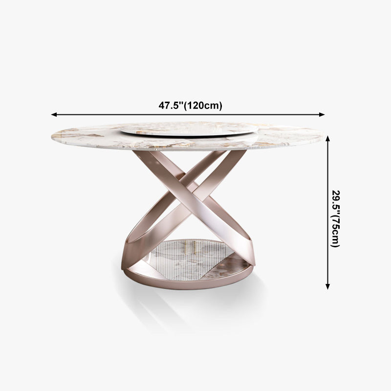 Traditional Luxury Round Dining Table Pedestal Dining Room Furniture with Turntable