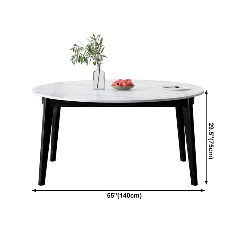 Minimalist White Sintered Stone Table Round Shape Standard Dining Table with 4 Legs Base