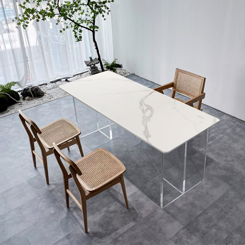 Mesa de comedor rectangular acrílica Mesa de piedra sinterizada para comedor y cocina