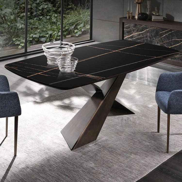 Mesa de comedor rectangular, mesa de cena de piedra de lujo tradicional para interiores
