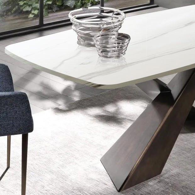 Mesa de comedor rectangular, mesa de cena de piedra de lujo tradicional para interiores