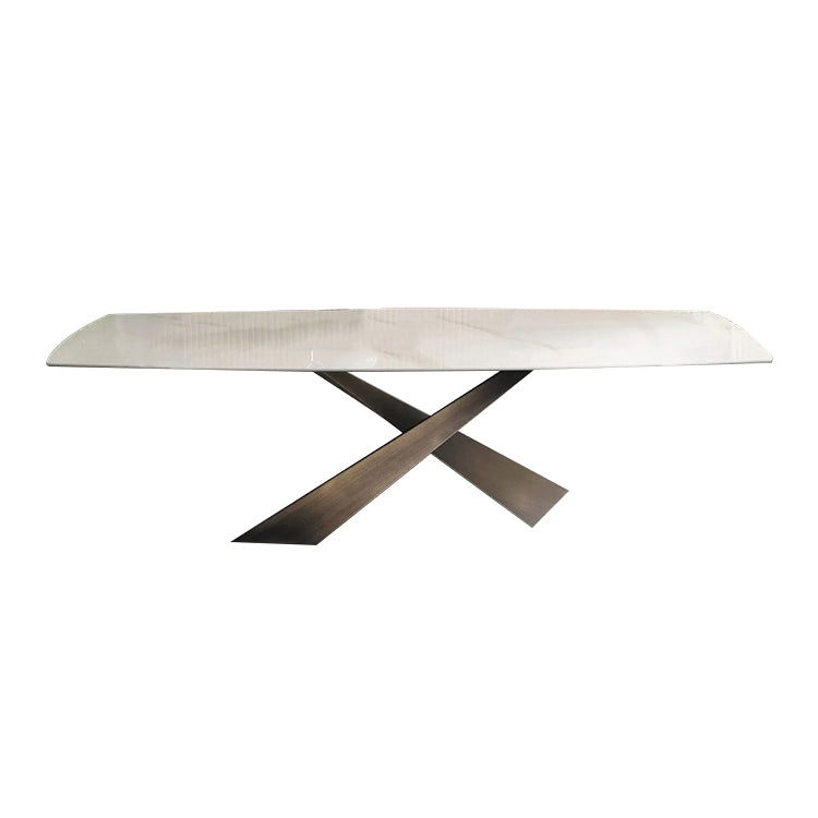 Mesa de comedor rectangular, mesa de cena de piedra de lujo tradicional para interiores