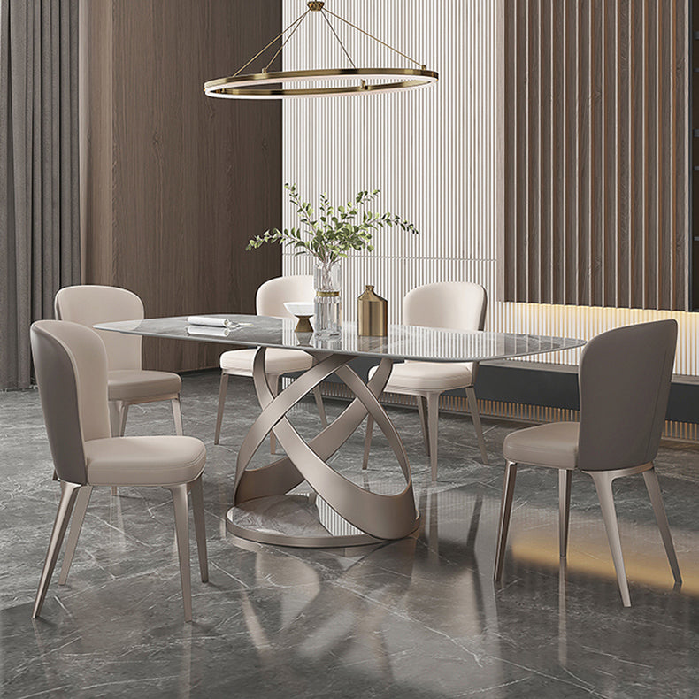 Mesa de comedor de rectángulo de lujo tradicional colección de comedor de pedestal de piedra