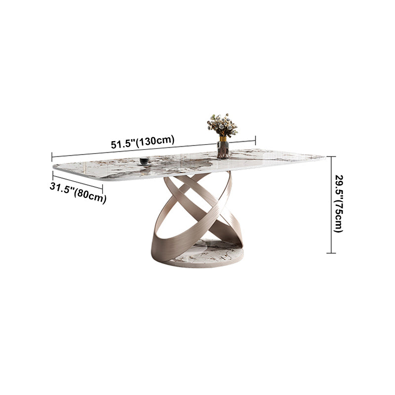 Mesa de comedor de rectángulo de lujo tradicional colección de comedor de pedestal de piedra