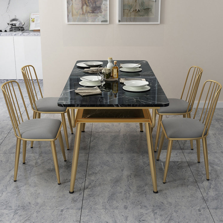 Tavolo da pranzo tradizionale di lusso tavolo da pranzo in marmo rettangolo con base di metallo