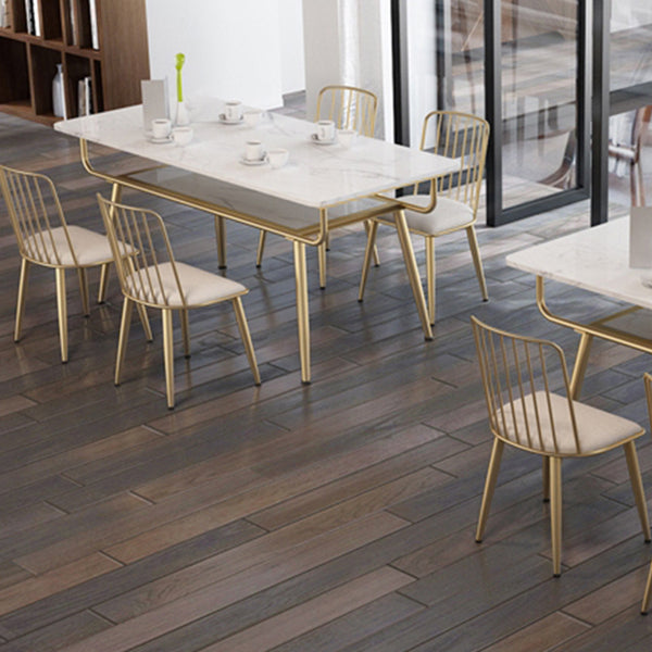 Tavolo da pranzo tradizionale di lusso tavolo da pranzo in marmo rettangolo con base di metallo