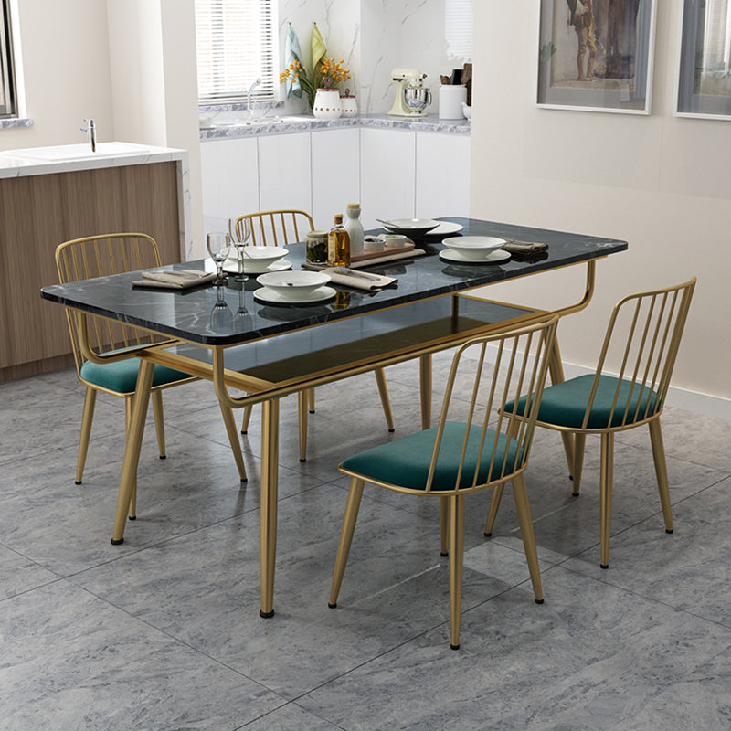 Rectangle Marble Dining Site Table Traditional Luxury Dining Room Collection with 4-foot