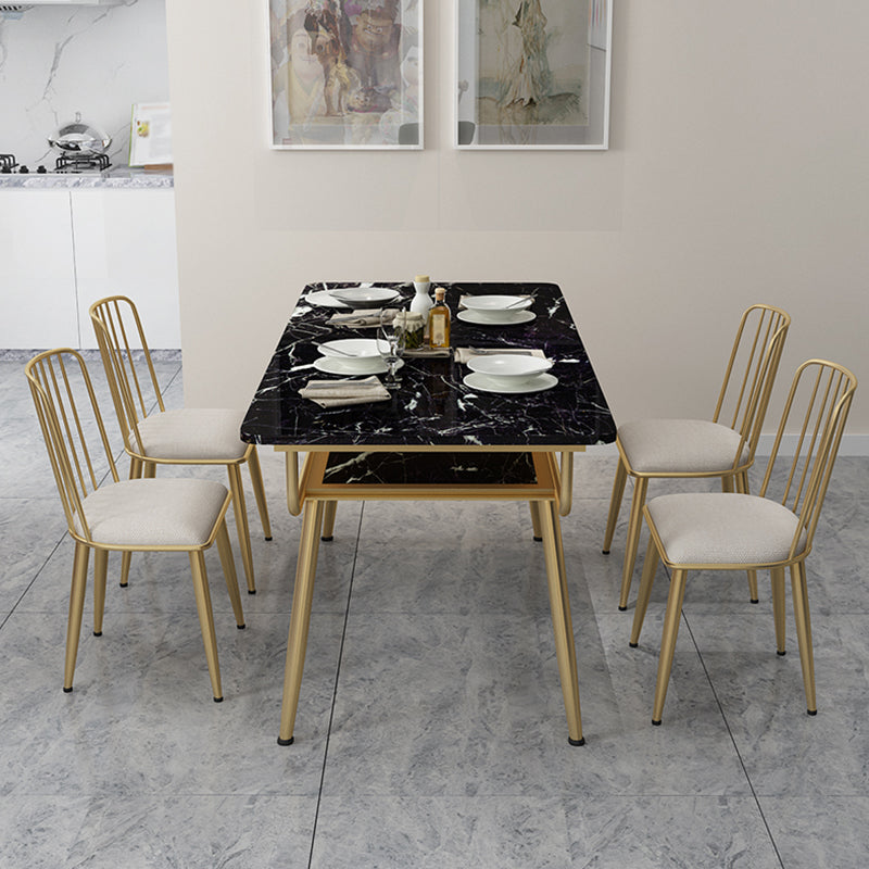 Rectangle Marble Dining Site Table Traditional Luxury Dining Room Collection with 4-foot