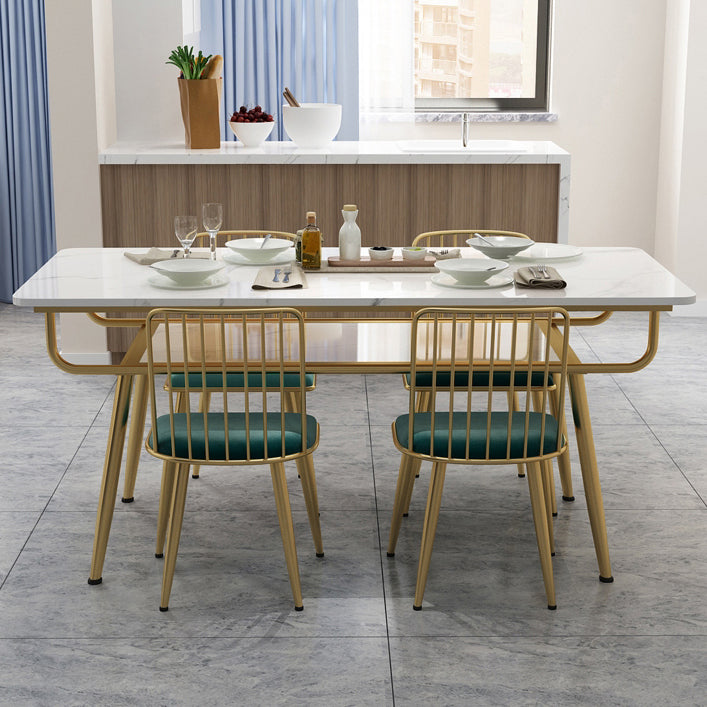 Rectangle Marble Dining Site Table Traditional Luxury Dining Room Collection with 4-foot