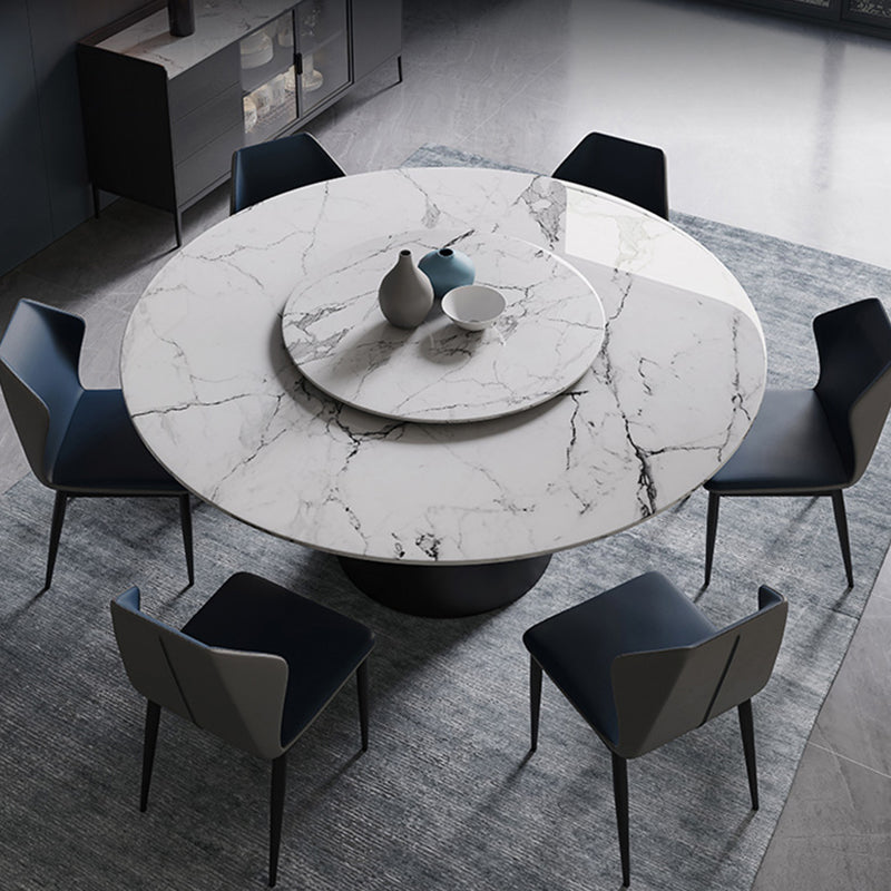 Table de marbre de style contemporain rond table à manger de base piédestal avec platine