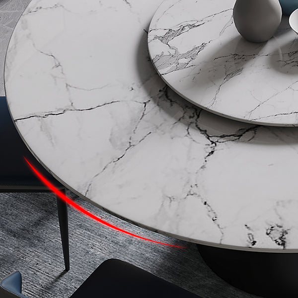Table de marbre de style contemporain rond table à manger de base piédestal avec platine