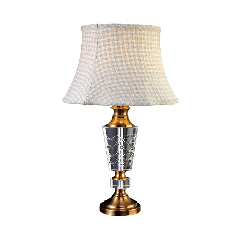 Contemporary Tapered Reading Light Hand-Cut Crystal 1 Head Nightstand Lamp in Grey