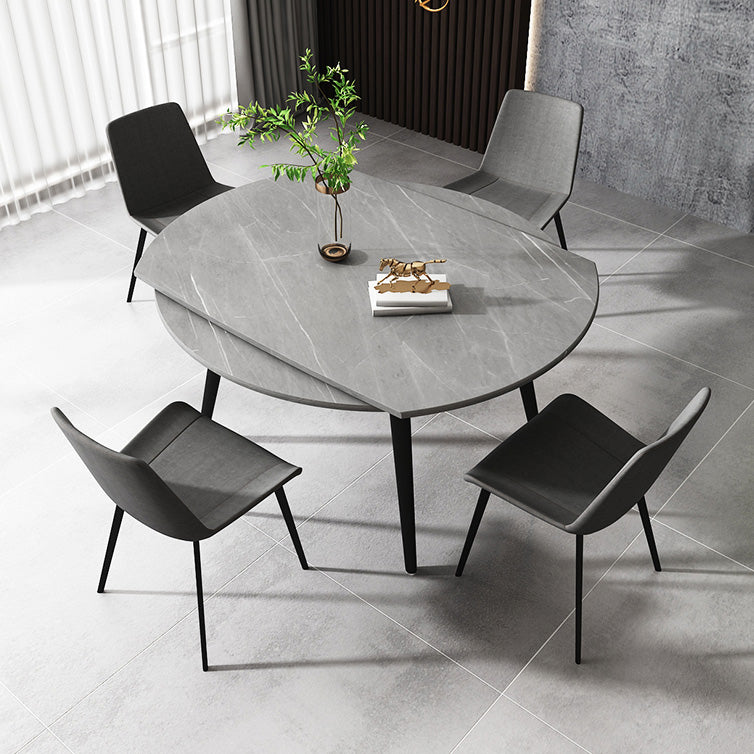 Round 4-foot Dining Site Table Simplicity Style Stone Drop-Leaf Table for Home