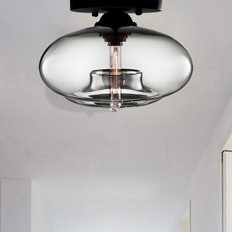 Oblong Flush Deckenleuchte Modernist Glas 1 Lichthimmel Blau/Amber/Rauch Grau/Kaffee Deckenleuchte, 11 " W