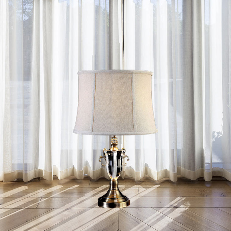 1 Lampe de chevet de chevet de tête modernisme lampe de table de chevet grise avec une teinte en tissu ovale